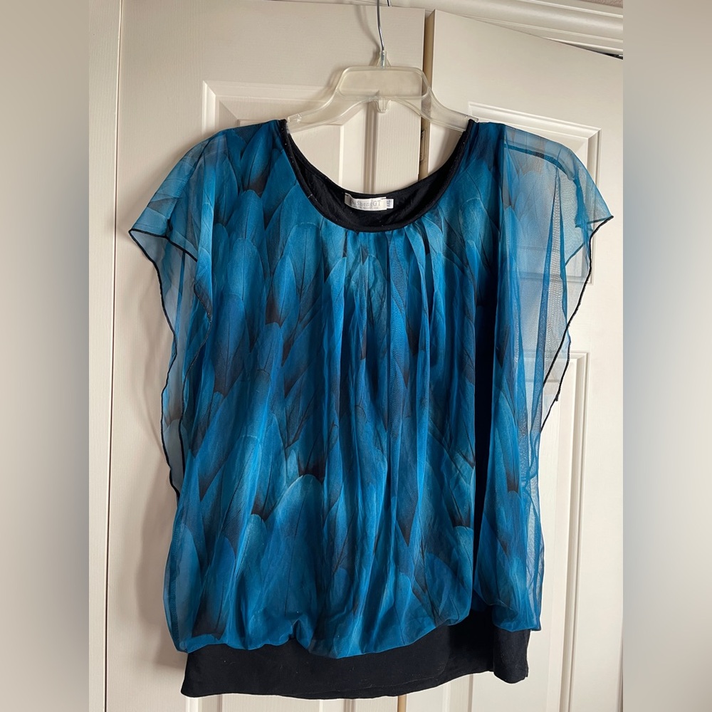 Elegant Blue Sheer Women's Top